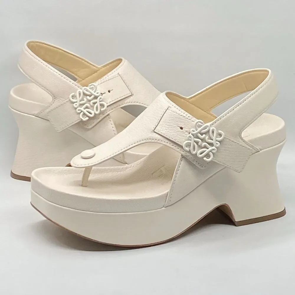 Loewe Ease leather platform thong sandals size 38